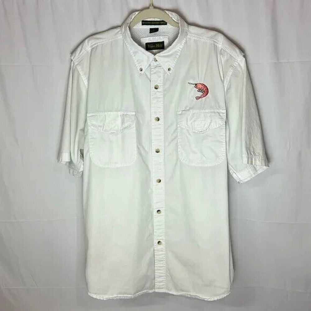 Tiger Hill Men’s Button Down With Shrimp Embroidered Sz L
